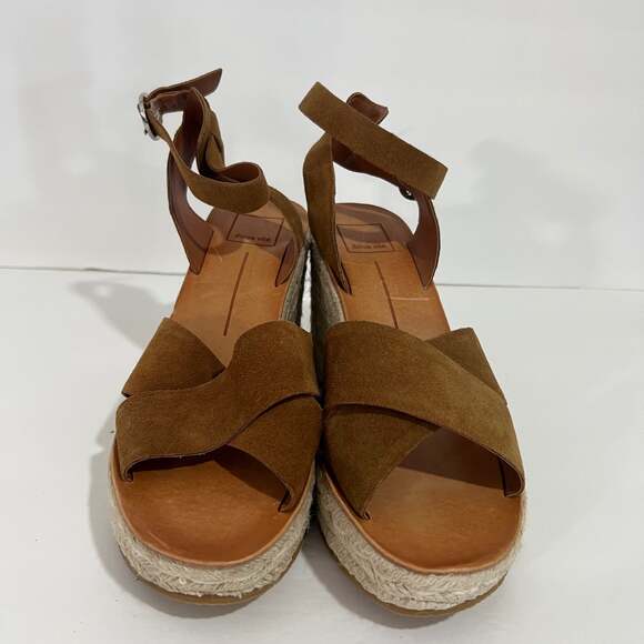 DOLCE VITA Pello Brown Suede Womens Espadrille Wedges Size 10 - Picture 5 of 12